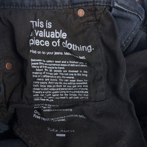 Nudie Jeans Co Jeans Size 27x30 Lean Dean Black Skies Denim Skinny 5 Pocket - Picture 11 of 14